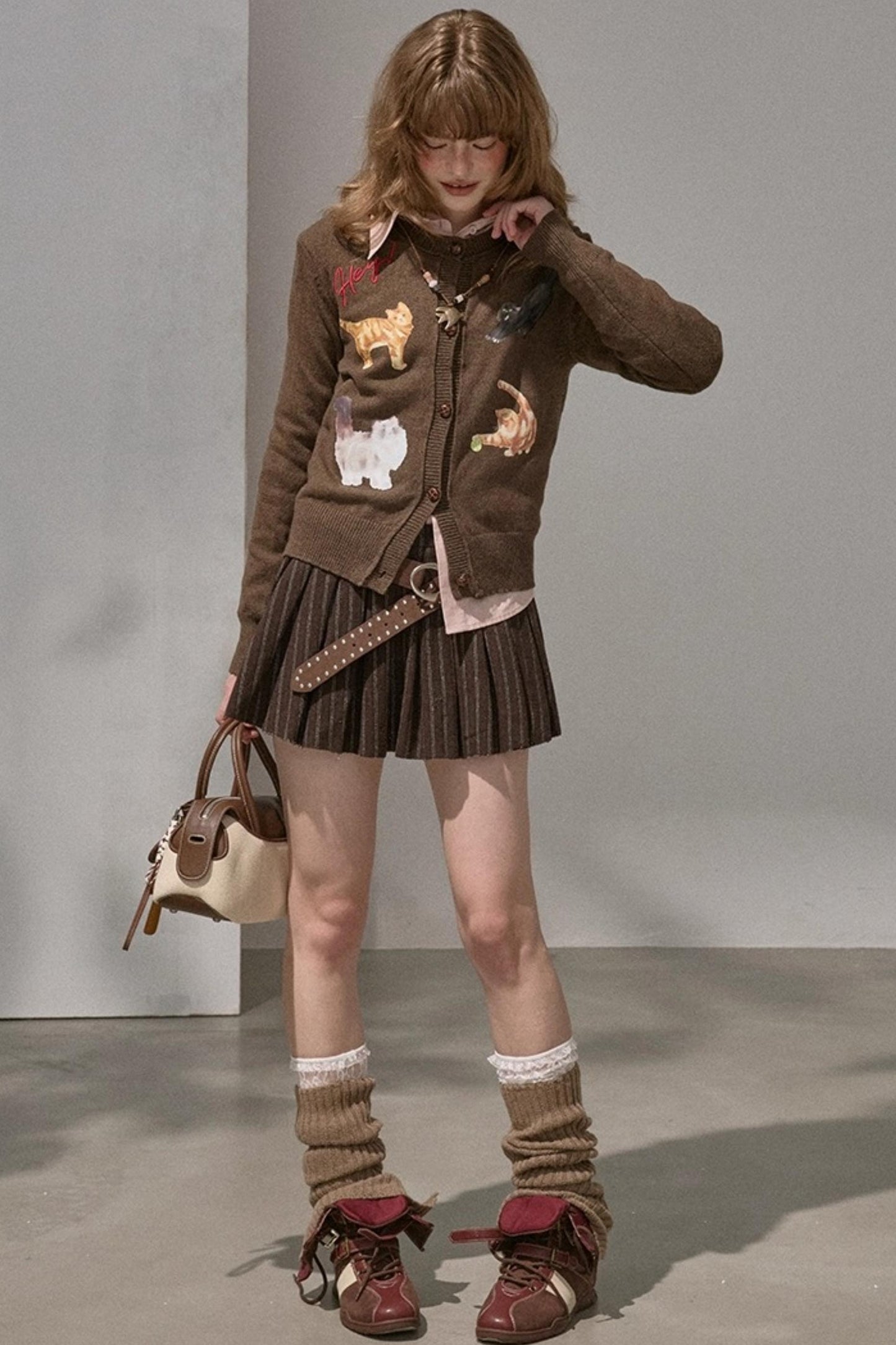 Winter Tweed Pleated Puffy Skirt