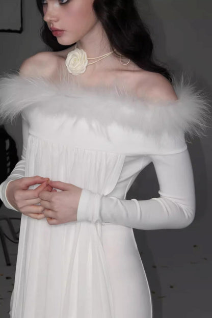 레트로 오프숄더 바디콘 원피스