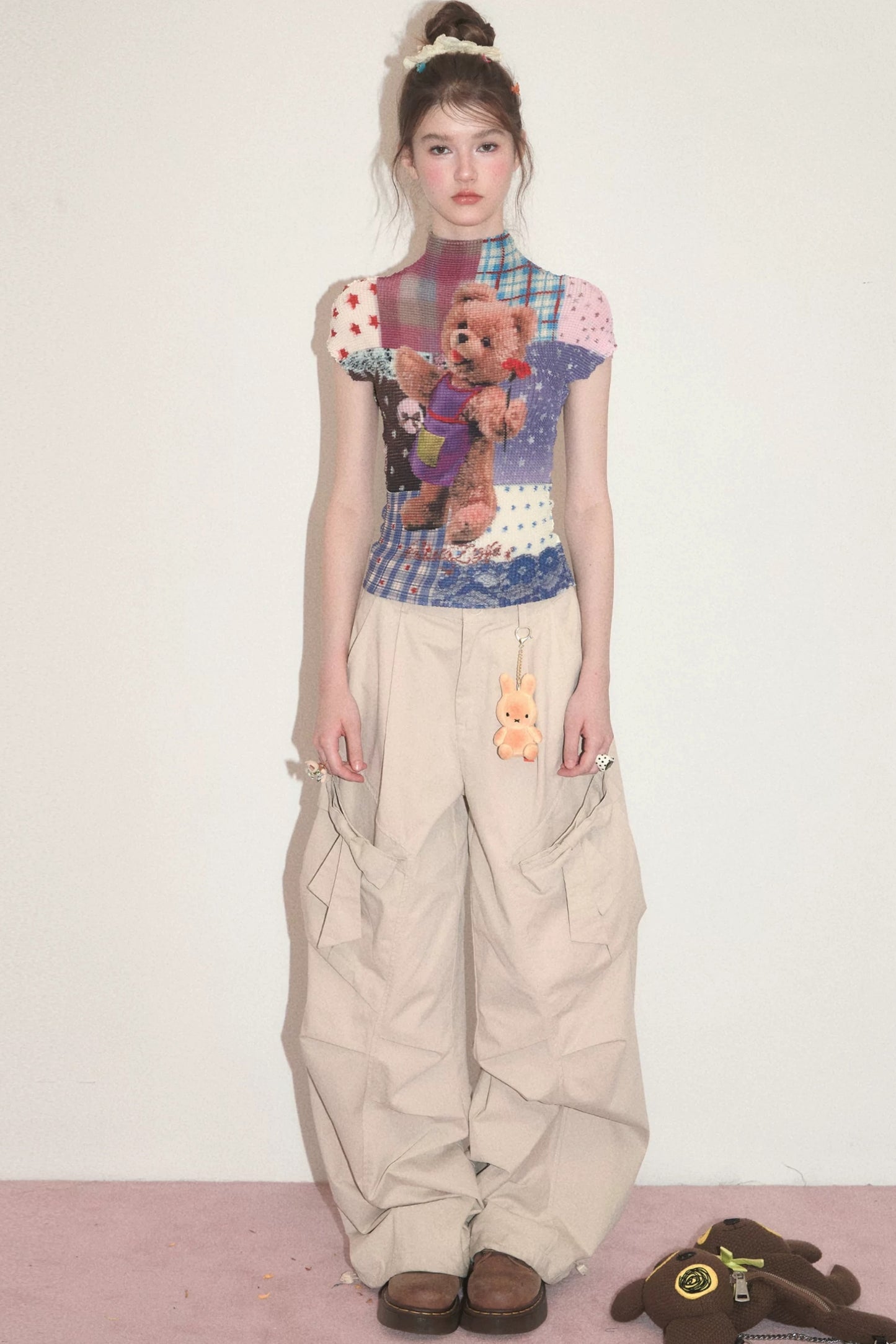 Bear Patchwork Knit Top