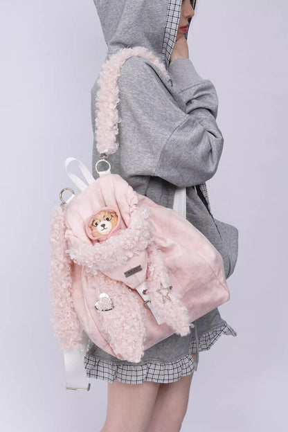 Cute Furry Rabbit Ear Backpack