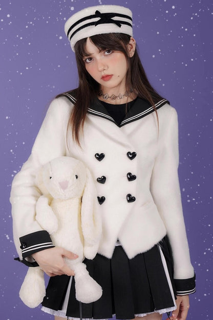 Golden Mink Sailor Collar Jacket