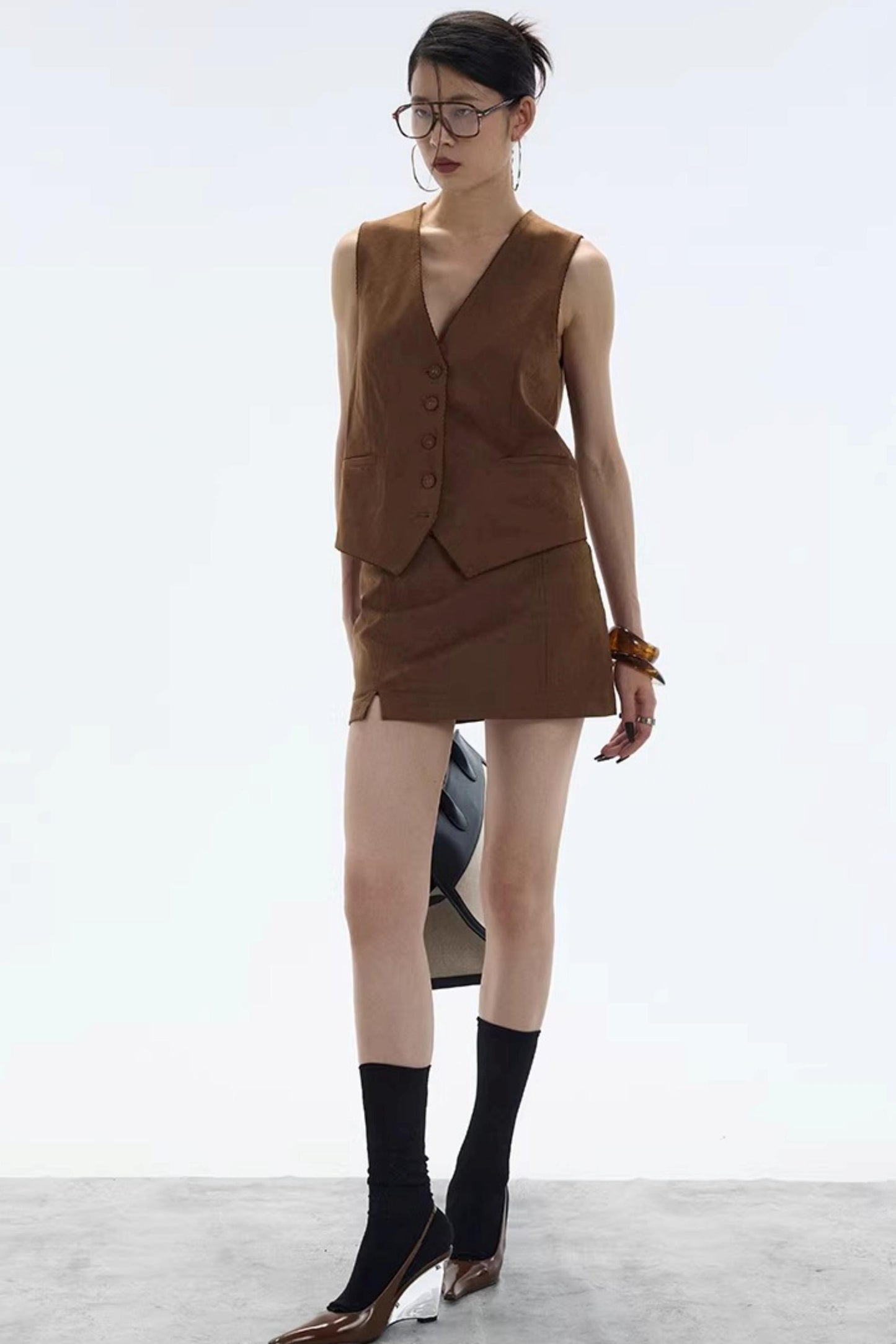 Hazelnut Suede Mini Skirt