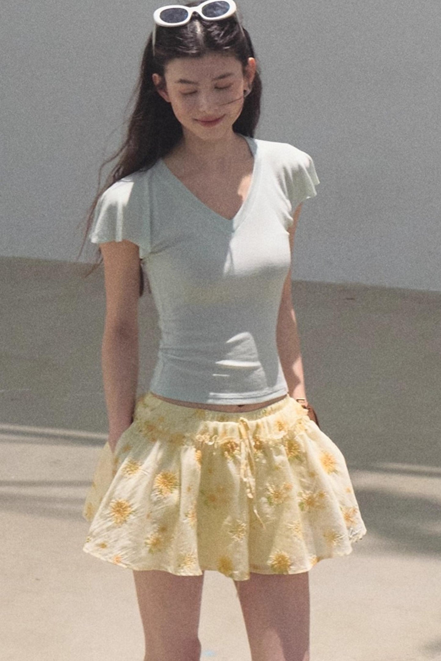 Embroidered Lyocell Puffy A-Line Skirt