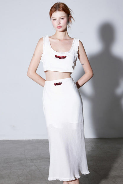 Moonlight White Vest Skirt Set-Up
