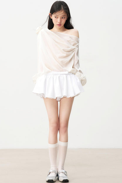 Satin Pleated Mini Skirt