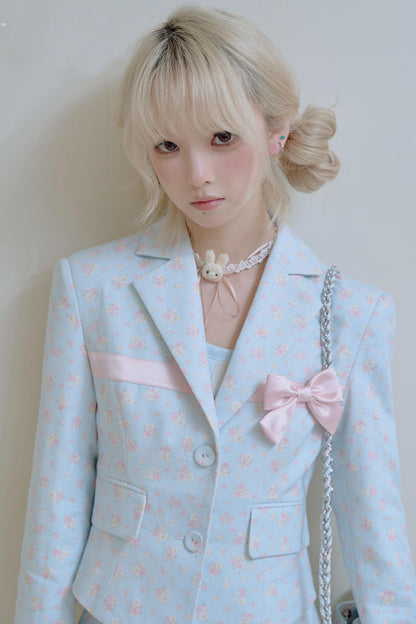 Satin Patchwork Suit Coat Set-Up