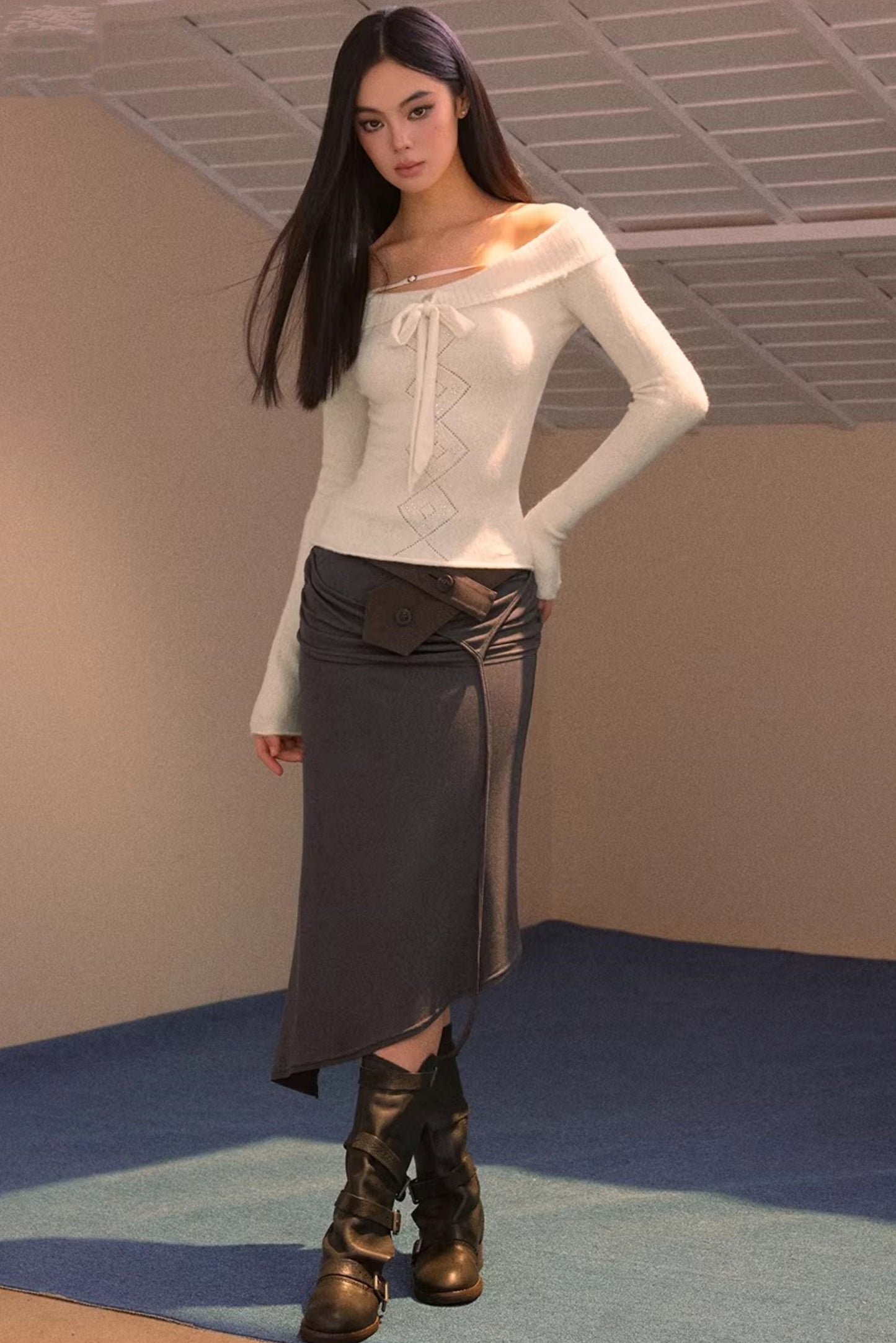 Elegant Crochet One-Shoulder Sweater