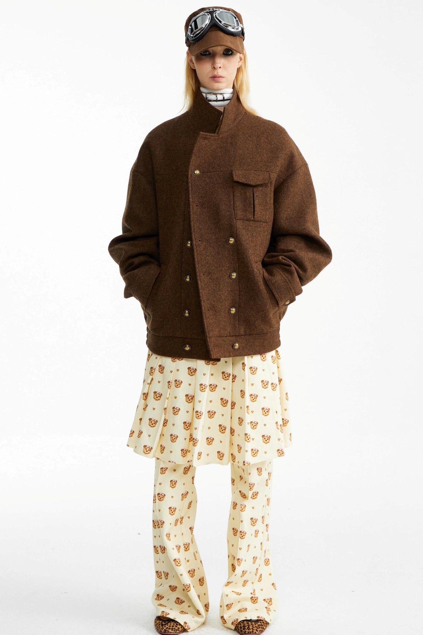 Detachable Pleated Two-Wear Slimming Culottes Pants Set