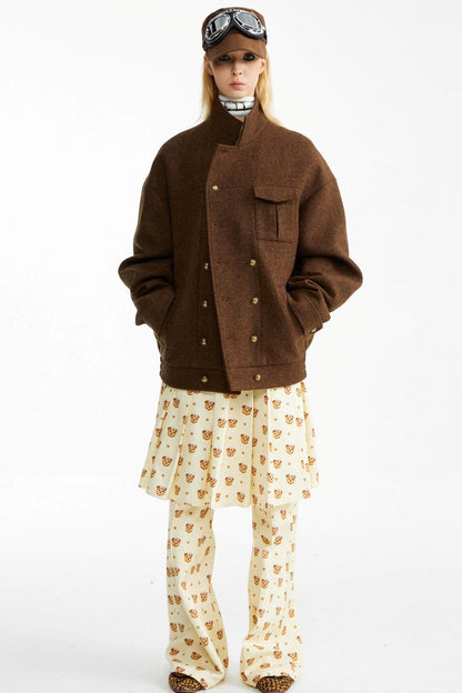 Detachable Pleated Two-Wear Slimming Culottes Pants Set