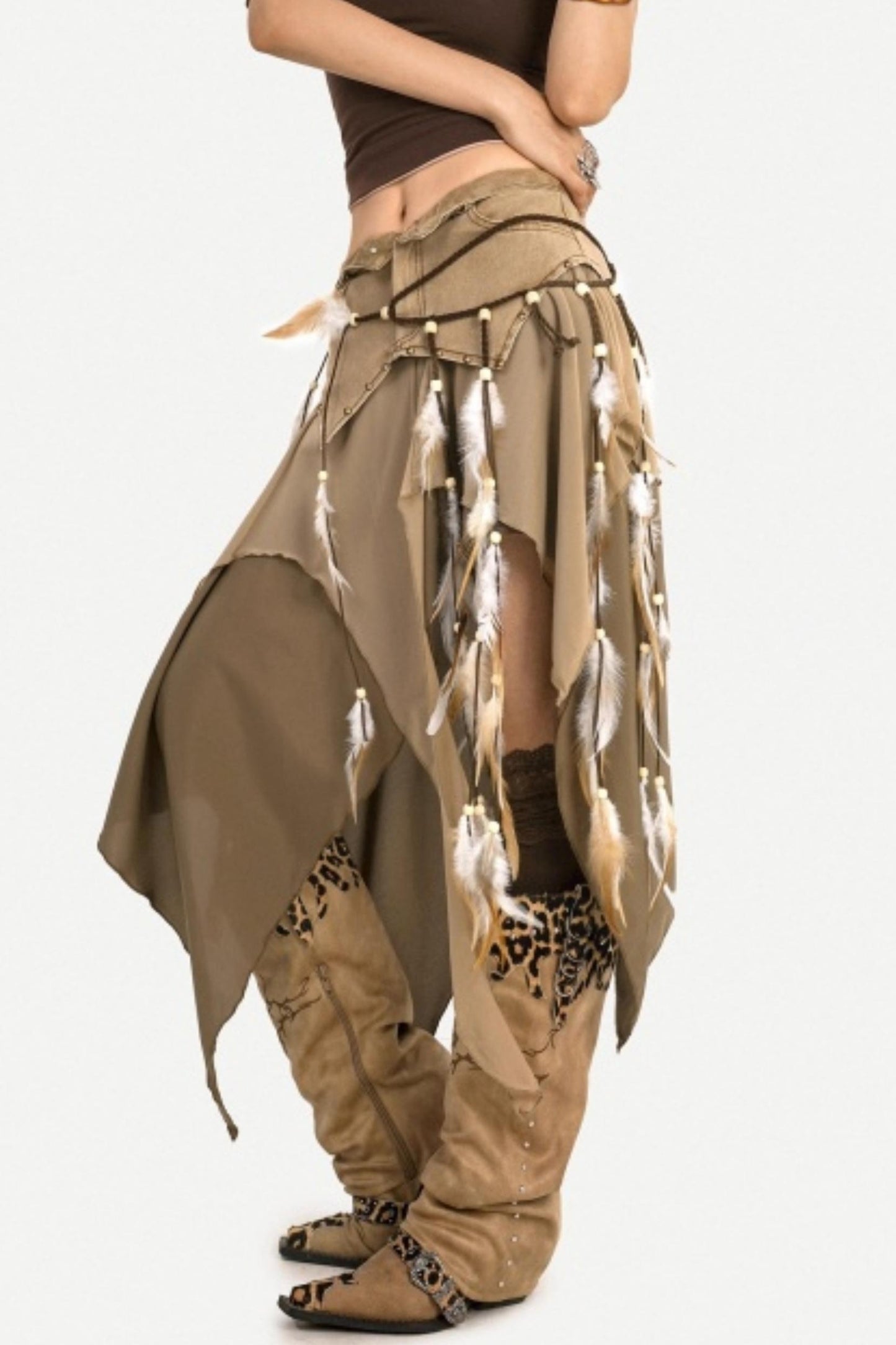 Retro Asymmetrical Denim Skirt