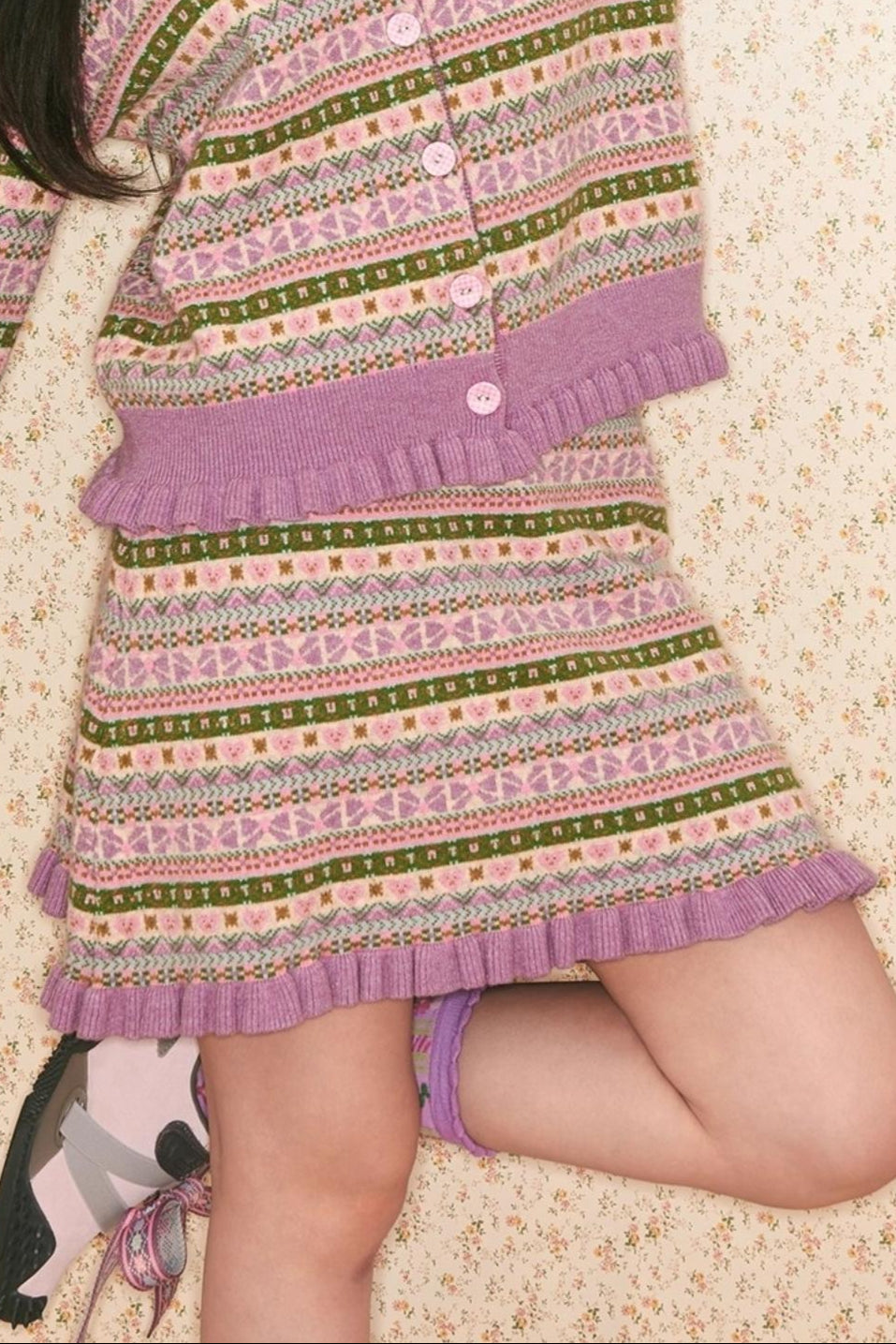 Knitted Cardigan With Skirt Set-Up
