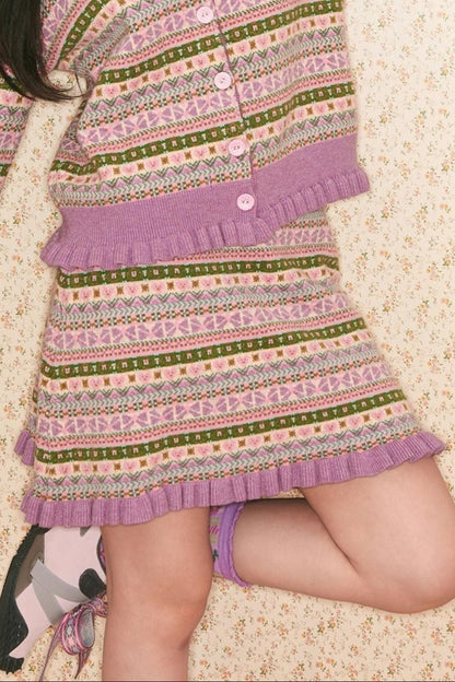 Knitted Cardigan With Skirt Set-Up