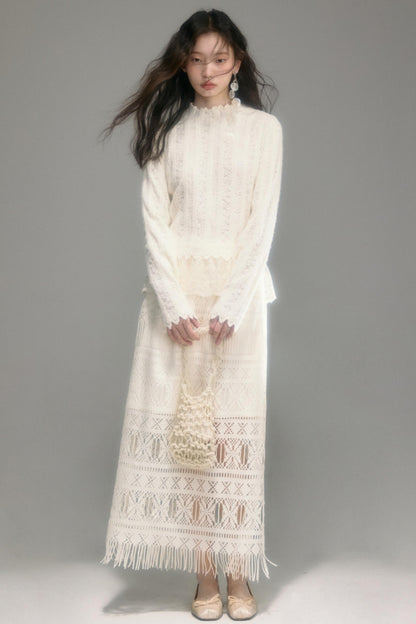 Cloud Lace Knit Long Sleeve Top