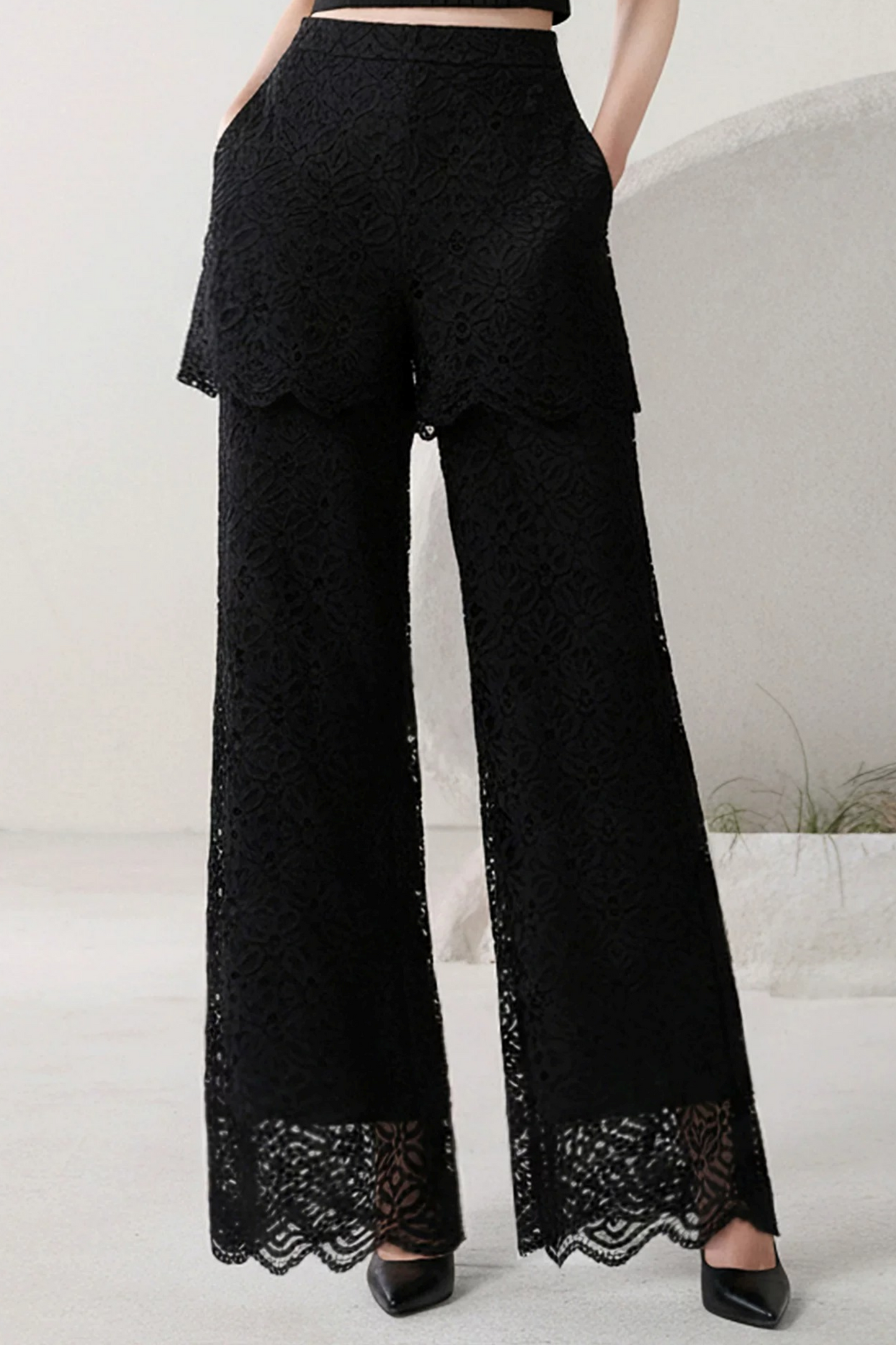 Elegant Night Shadow Top Pants Set-Up