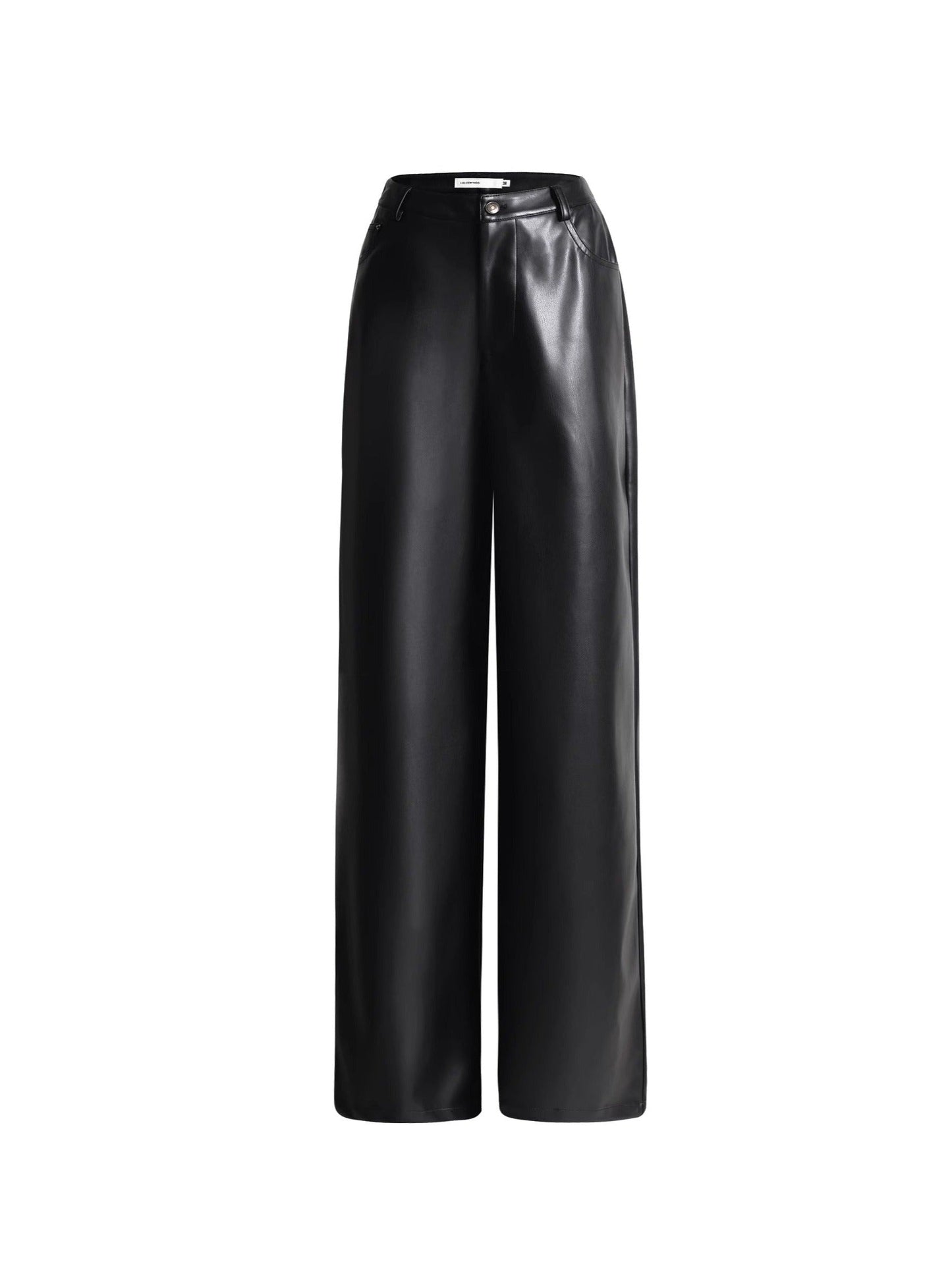 High waist wide leather pants