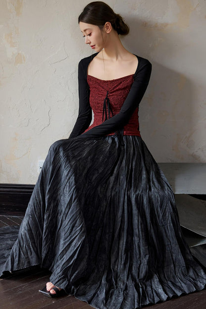 Brick Red Square Neck Pullover Top