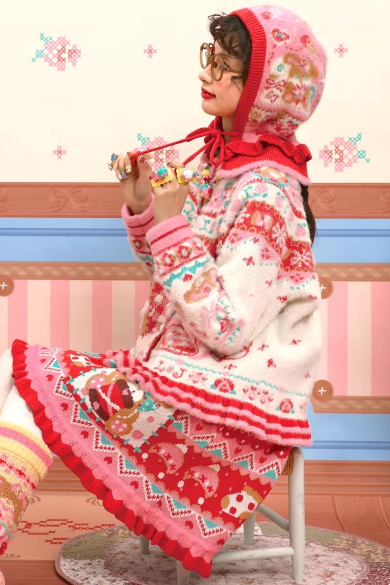 Fair Isle Mink Knit Cardigan