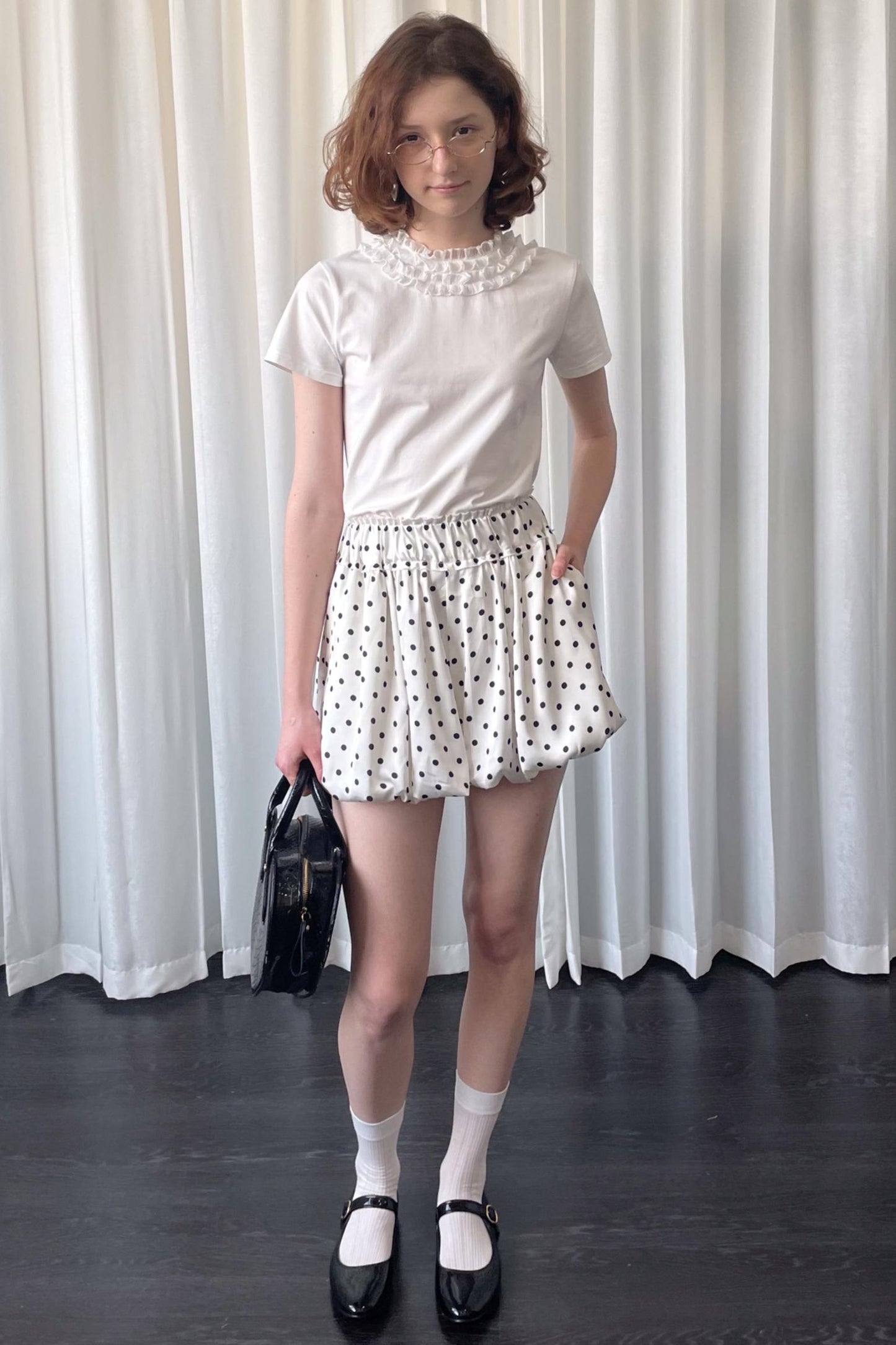 Ruffled Lace Neck T-Shirt