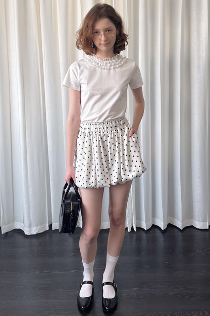 Ruffled Lace Neck T-Shirt