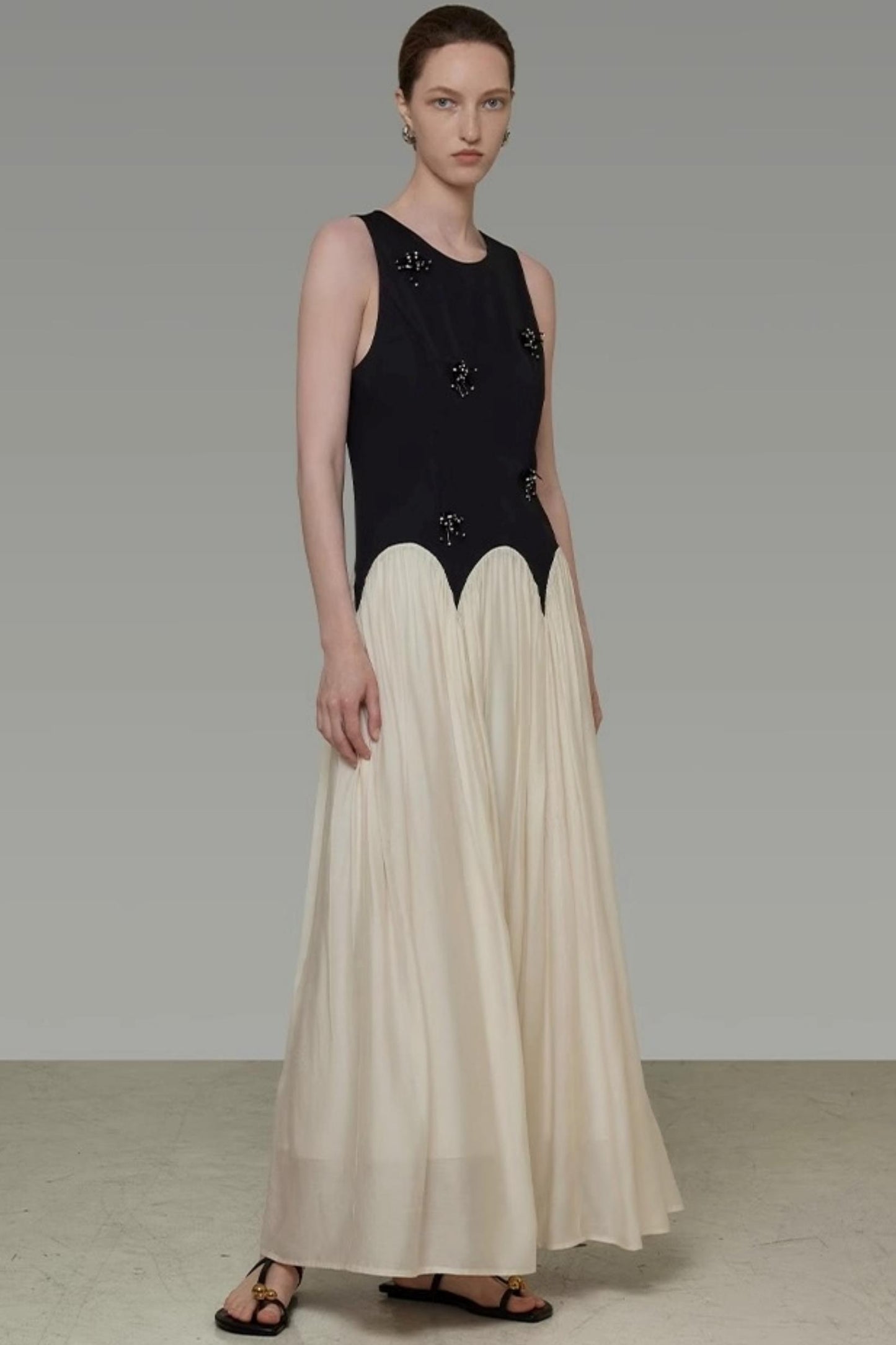 Color Clash Beaded Summer Dress