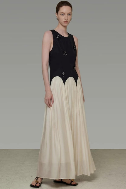 Color Clash Beaded Summer Dress