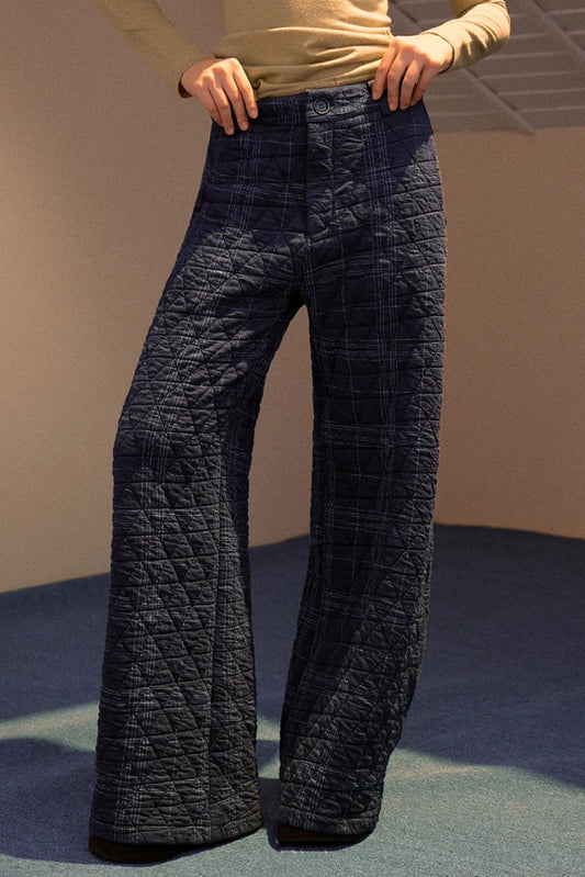 Vintage Plaid Quilted Pants