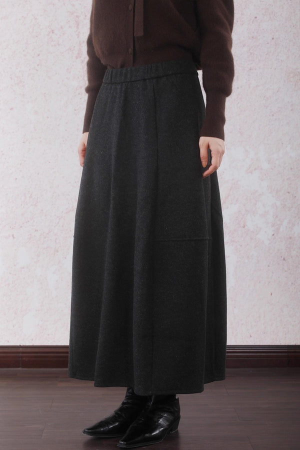 Gray Faux Tweed Warm Bud Skirt