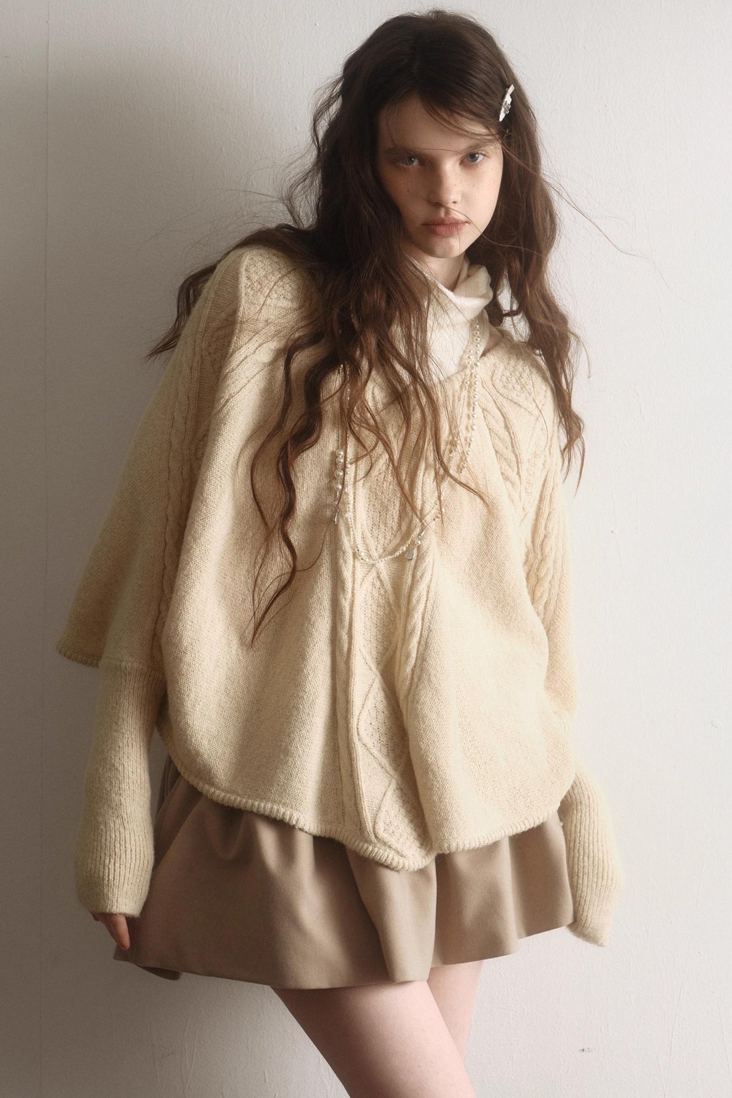 Light Purple Wool Batwing Sweater Set-Up