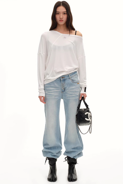 Merino Wool One-Shoulder Knit Top