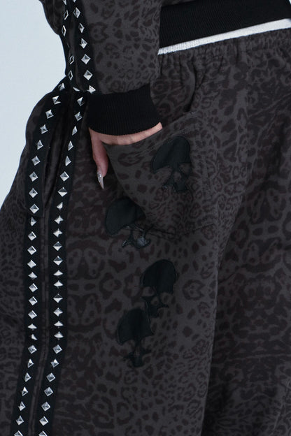 Leopard Print Plush Hooded Jacket Set-Up