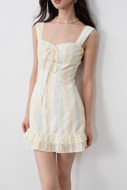 Romantic Jacquard Suspender Waist Dress