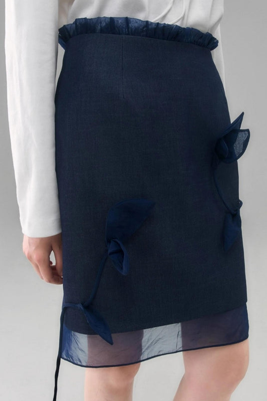Denim Patchwork Organza Skirt