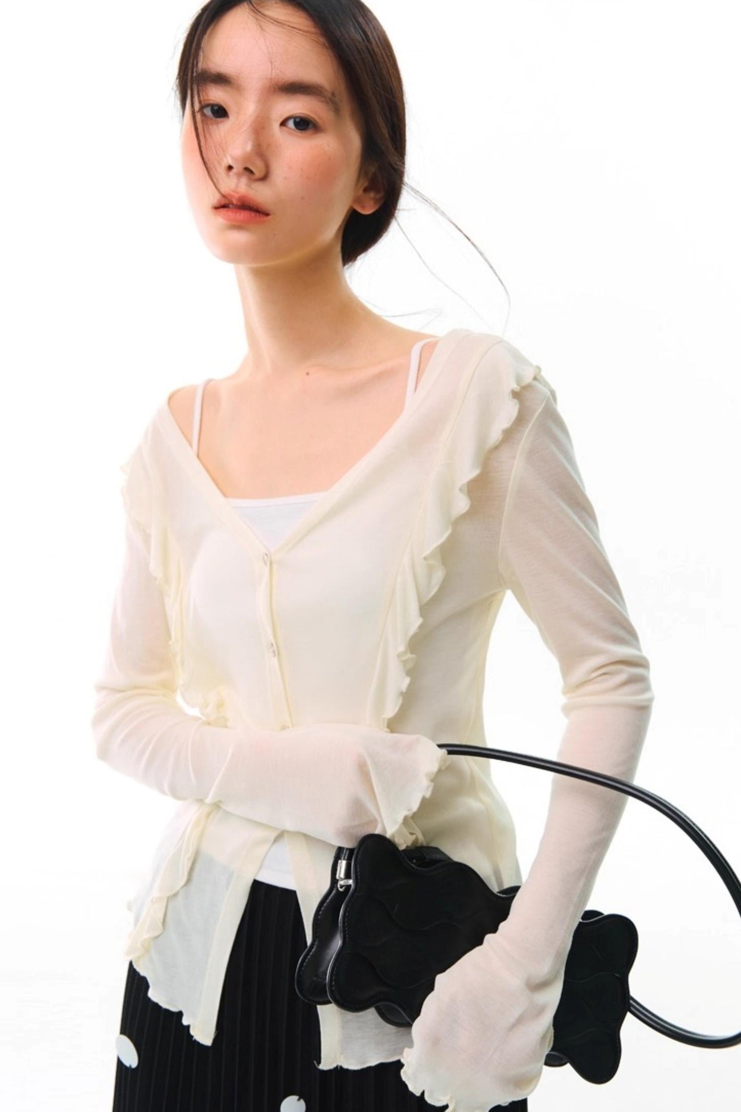 Soft Silhouette Bell Sleeve Knit Cardigan