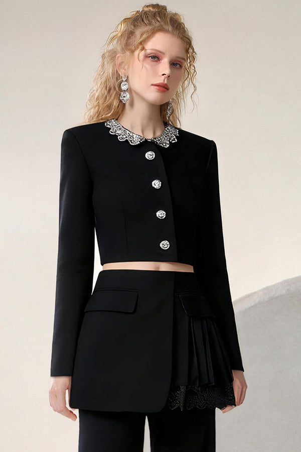 Diamond Spliced Suit Trousers Set-Up