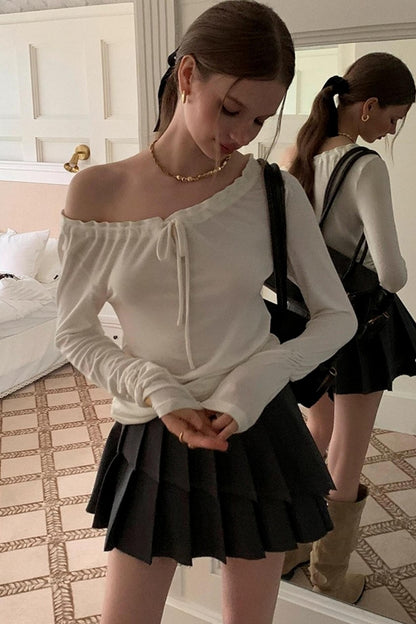 Irregular Hem A-Line Pleated Skirt