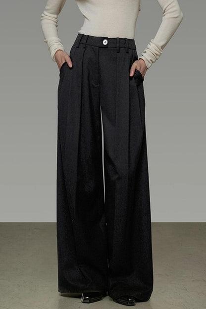 Classic Pleated Wide-Leg Pants
