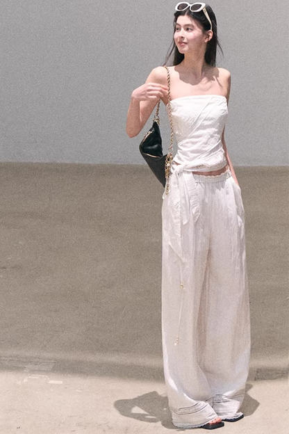 Lyocell Linen Hollow-Out Top Set-Up