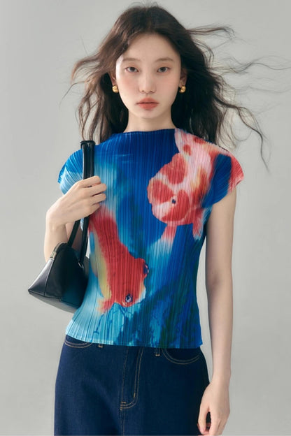Goldfish Retro Pleated Top