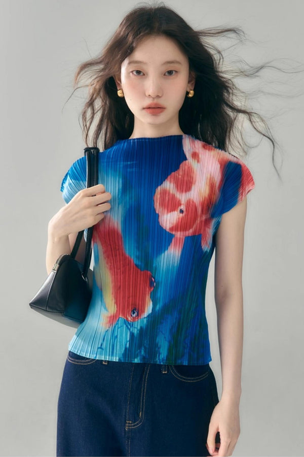 Goldfish Retro Pleated Top