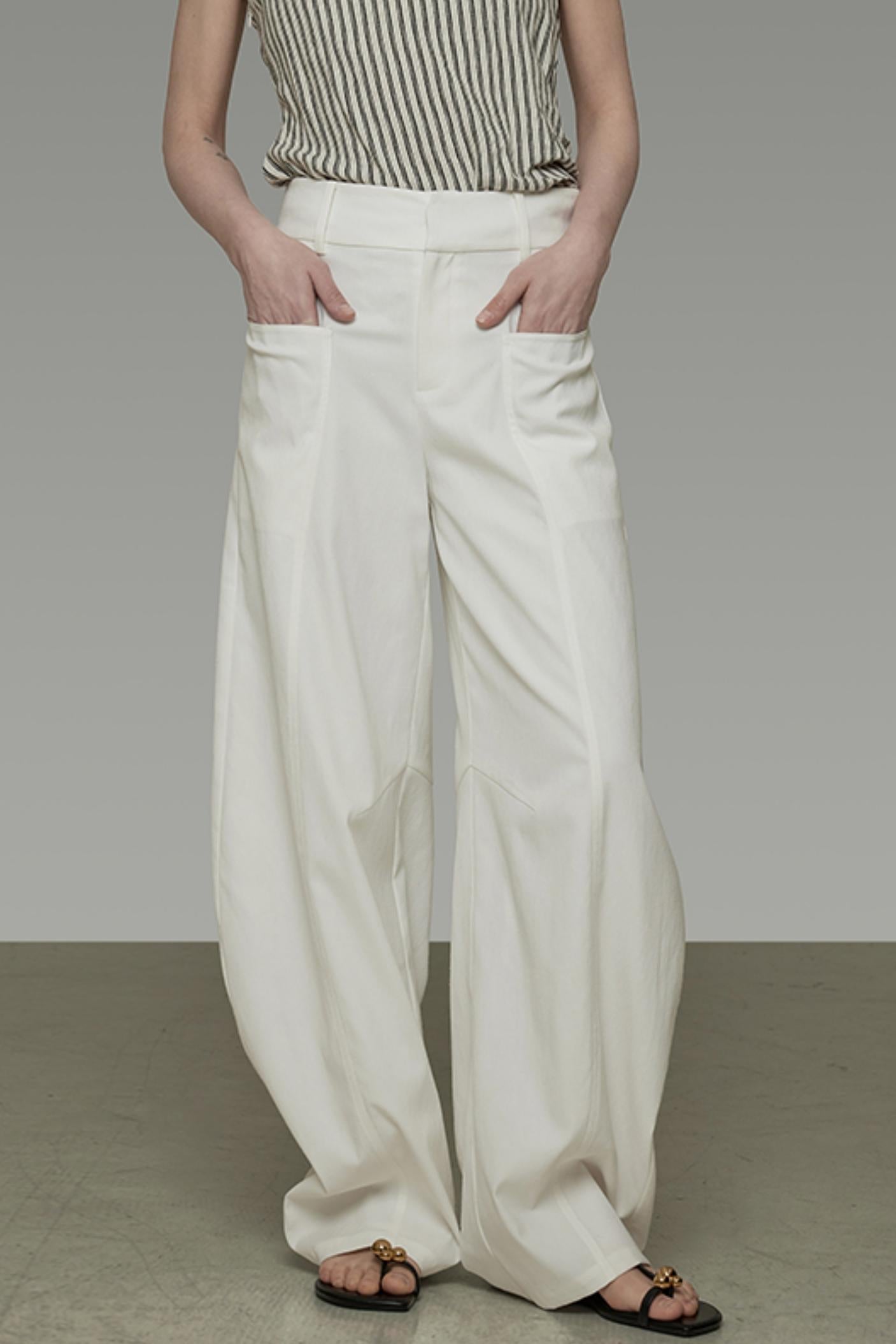 Sickle Arc High-Waisted Wide-Leg Pants