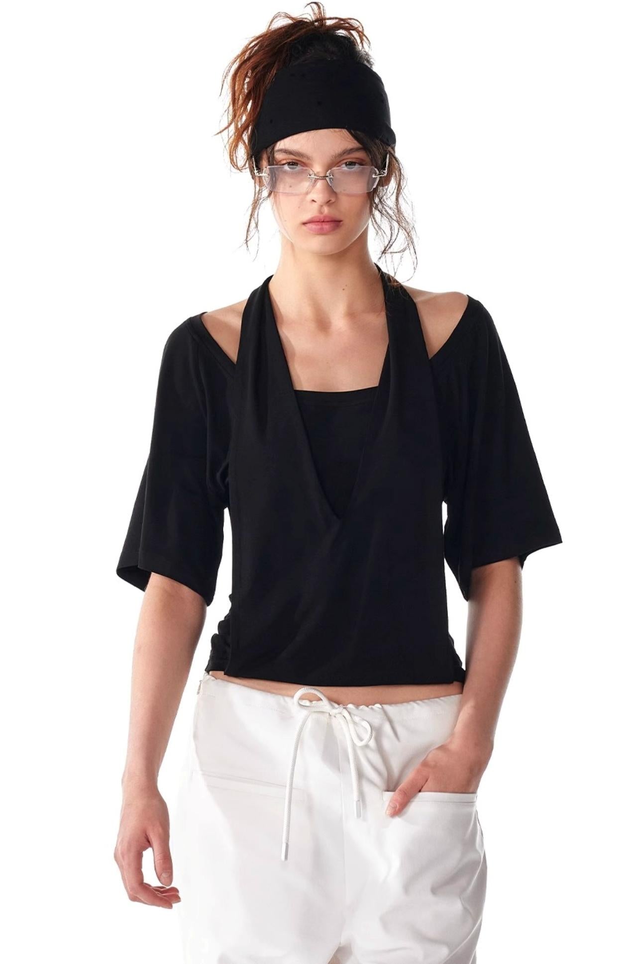 Soft Skin-Friendly Halterneck Stretch T-Shirt