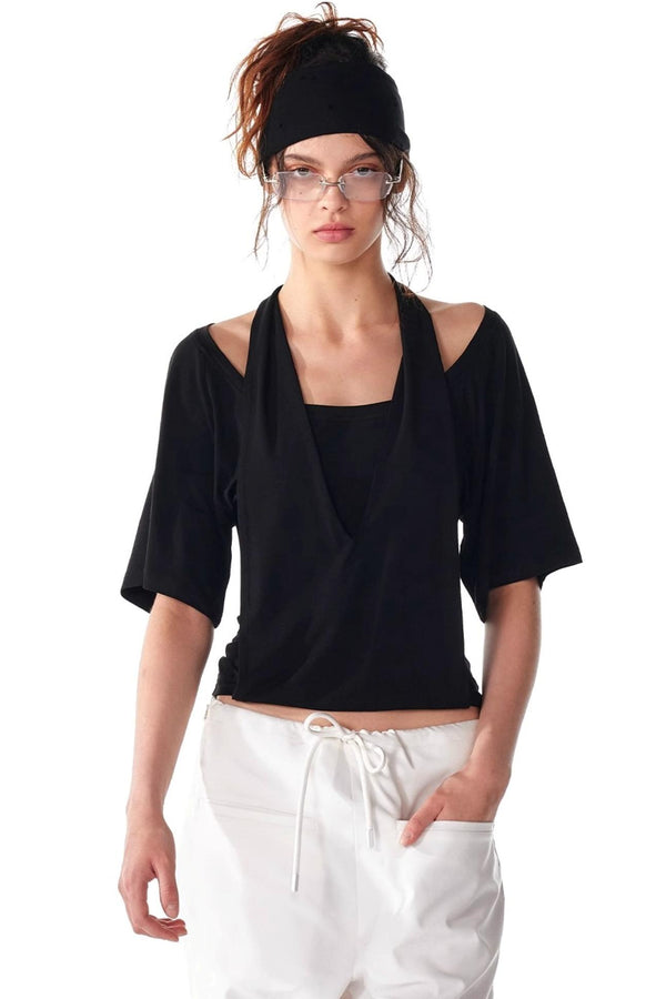 Soft Skin-Friendly Halterneck Stretch T-Shirt