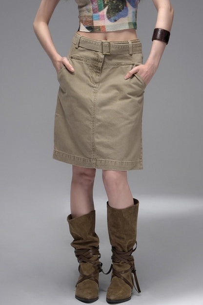 Wandering Cotton Denim Cargo Skirt