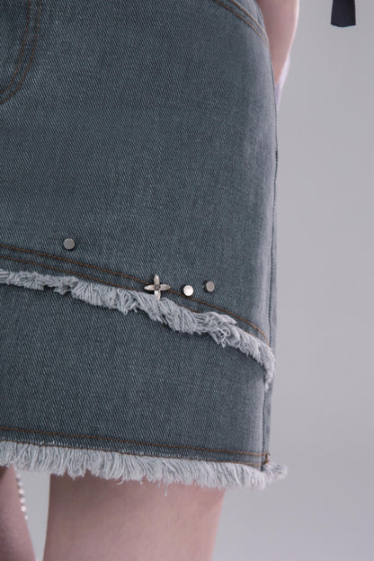 Azure Studded Mini Skirt