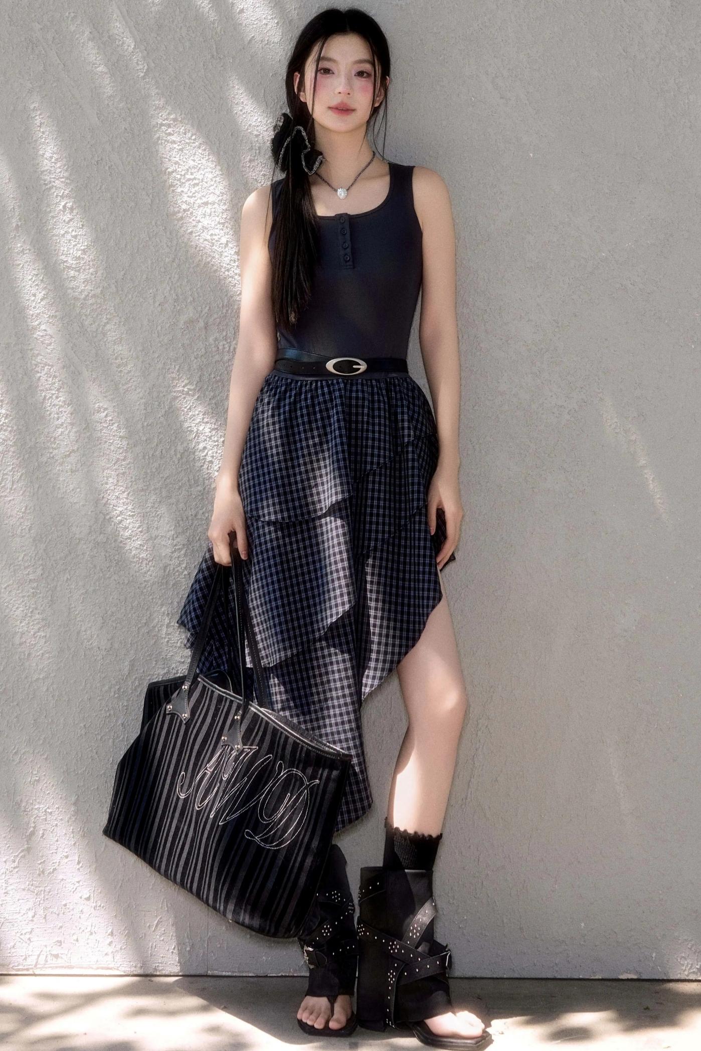 Summer Patchwork Asymmetrical Hem Dress