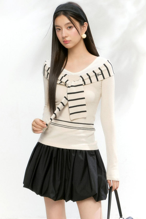 Contrasting Striped Knitwear Top