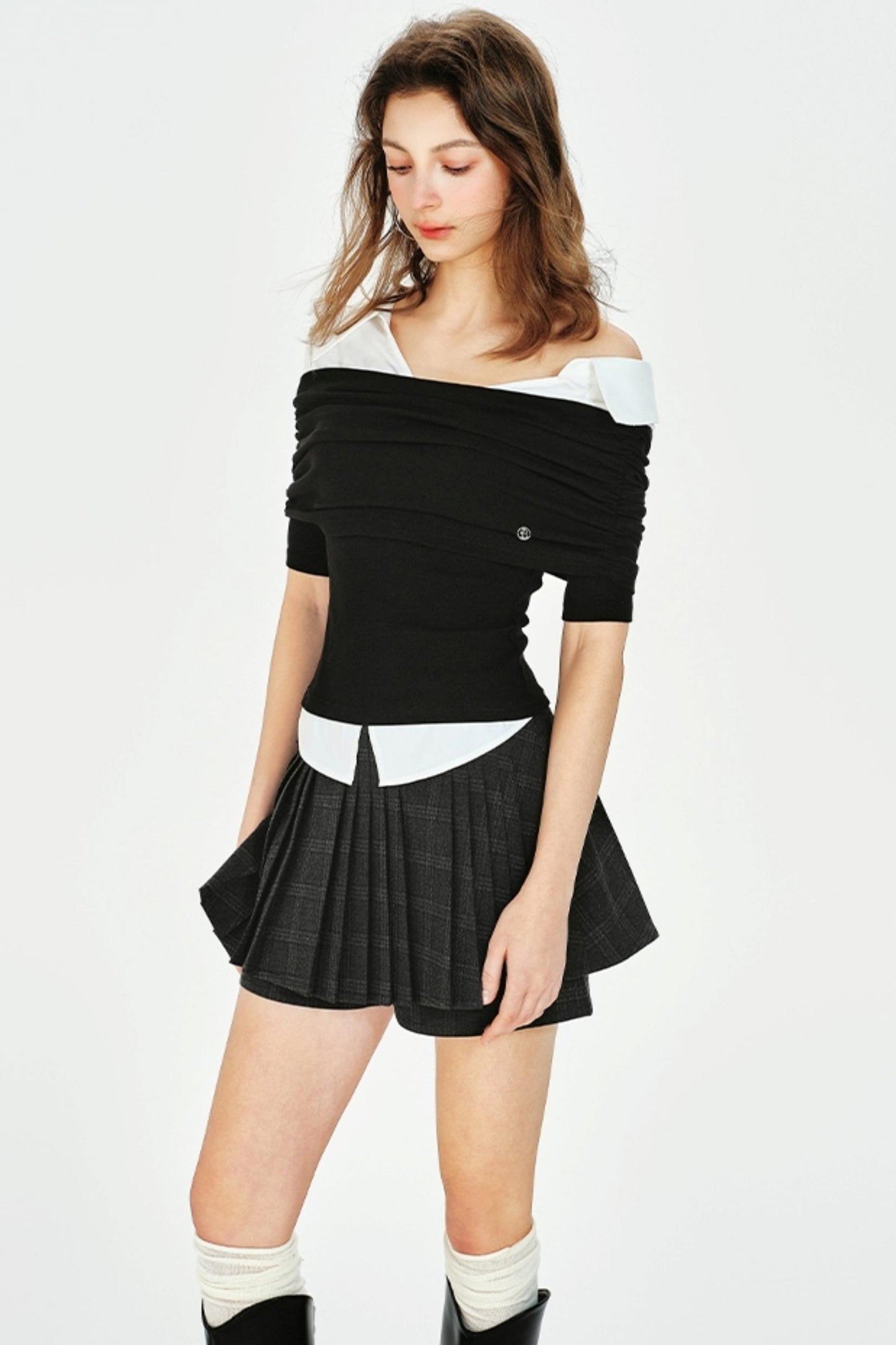 Vintage Style Off-Shoulder Knit Top