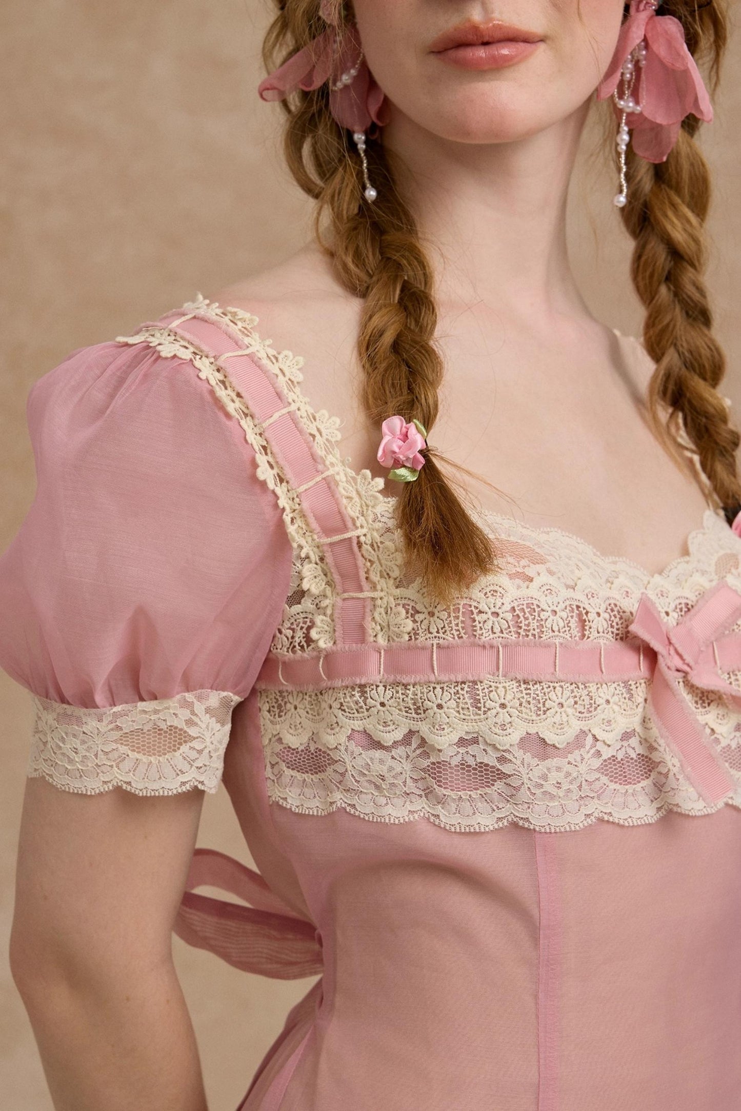 Tulip Satin Ribbon Pink Dress