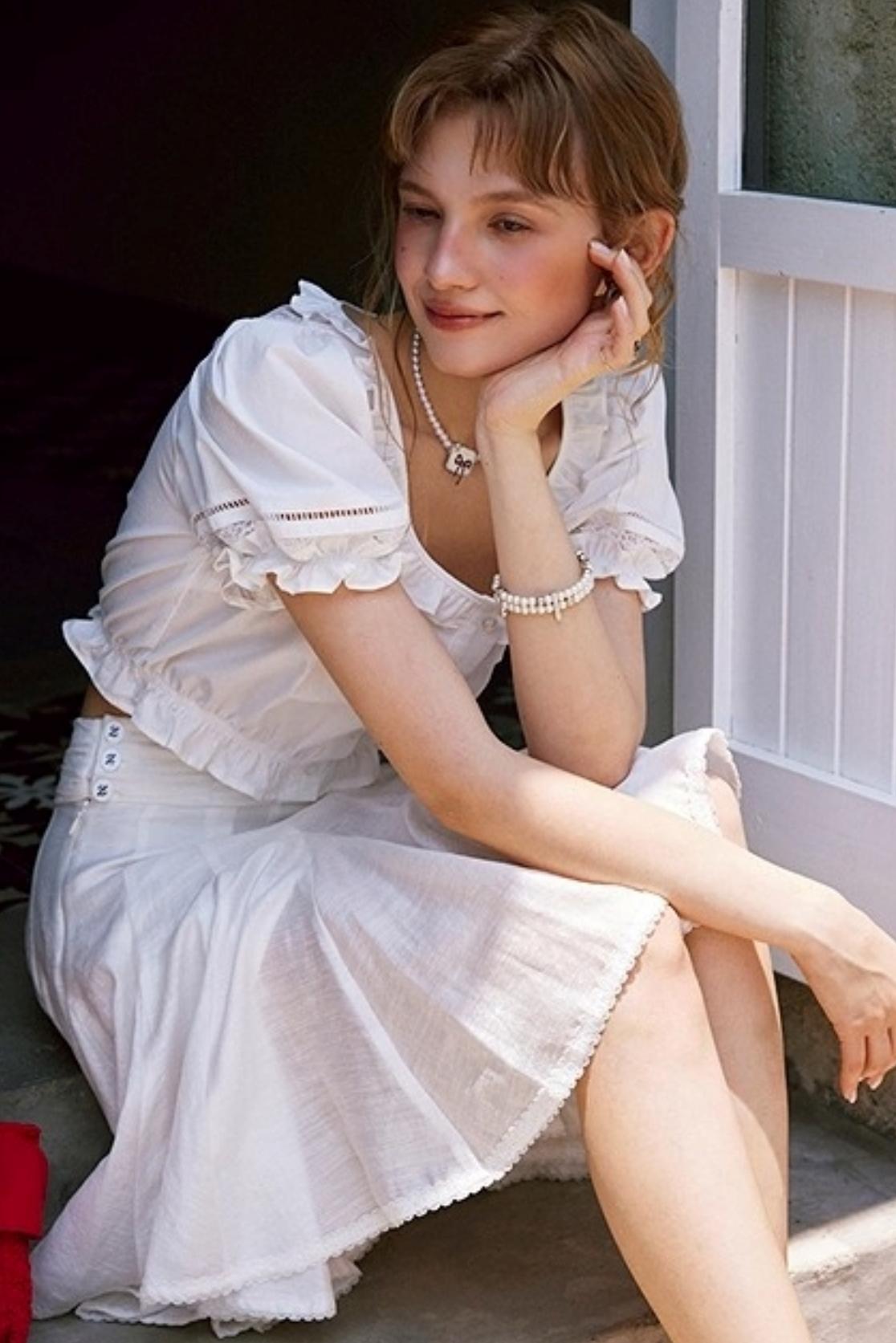 White Lace A-Line Skirt