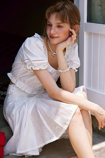 White Lace A-Line Skirt